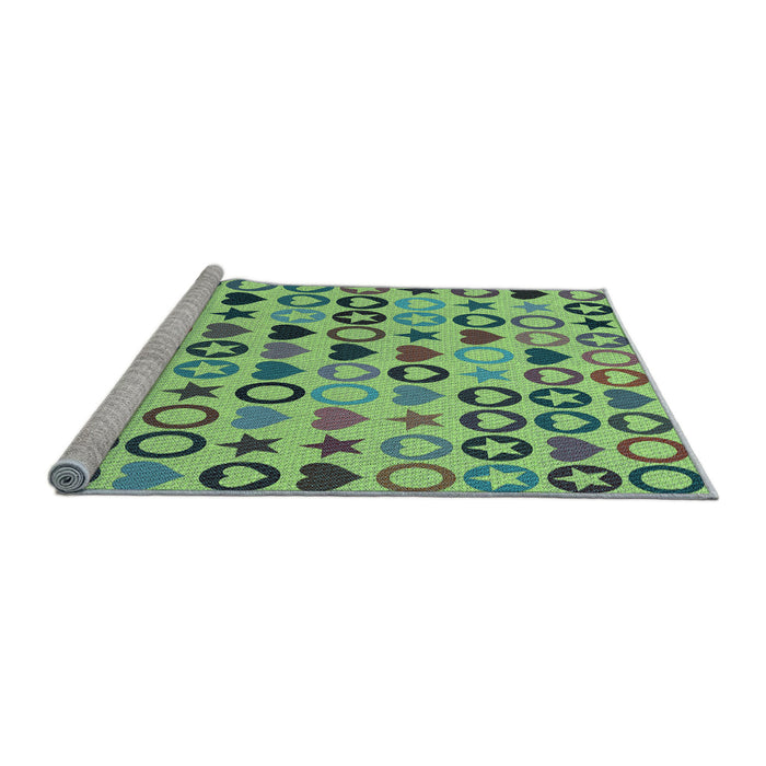 Sideview of Machine Washable Transitional Sea Green Rug, wshpat1693lblu