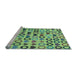 Sideview of Machine Washable Transitional Sea Green Rug, wshpat1693lblu