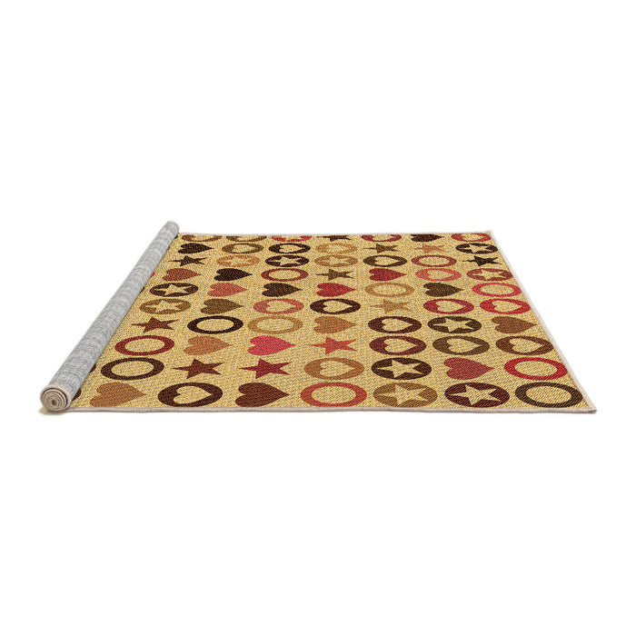 Sideview of Machine Washable Transitional Bright Gold Yellow Rug, wshpat1693org