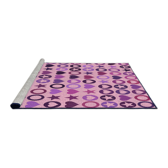 Sideview of Machine Washable Transitional Orchid Purple Rug, wshpat1693pur