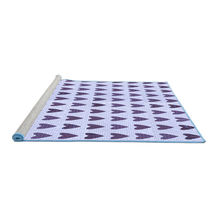 Sideview of Machine Washable Transitional Lavender Blue Rug, wshpat1694blu