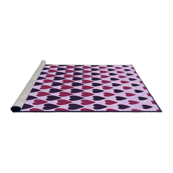 Sideview of Machine Washable Transitional Blossom Pink Rug, wshpat1695pur