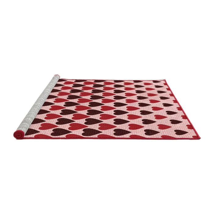 Sideview of Machine Washable Transitional Deep Rose Pink Rug, wshpat1695rd