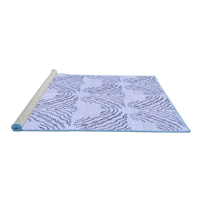 Sideview of Machine Washable Transitional Lavender Blue Rug, wshpat1696blu