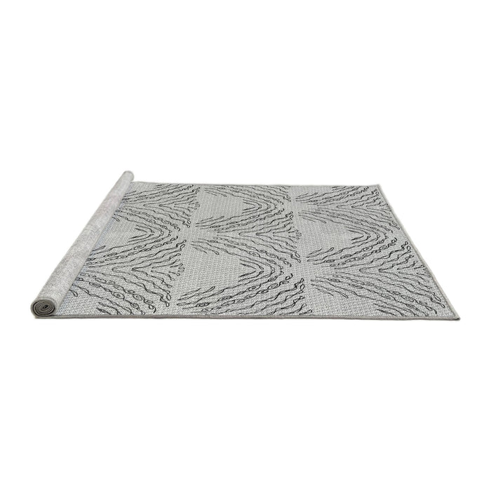 Sideview of Machine Washable Transitional Platinum Gray Rug, wshpat1696gry