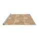Sideview of Machine Washable Transitional Khaki Gold Rug, wshpat1696org
