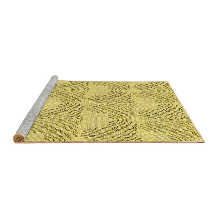Sideview of Machine Washable Transitional Caramel Brown Rug, wshpat1696yw