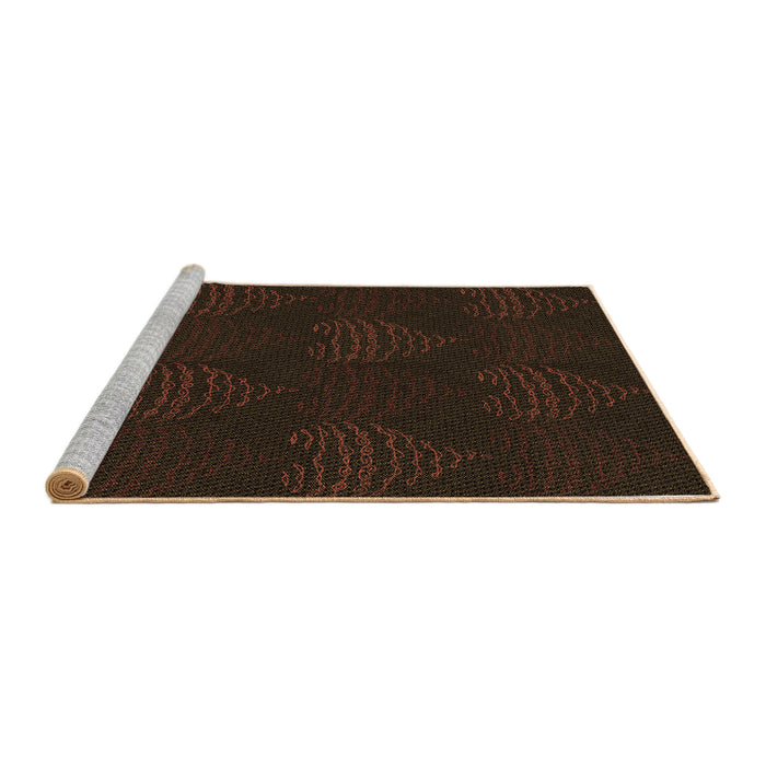 Sideview of Machine Washable Transitional Black Brown Rug, wshpat1697brn