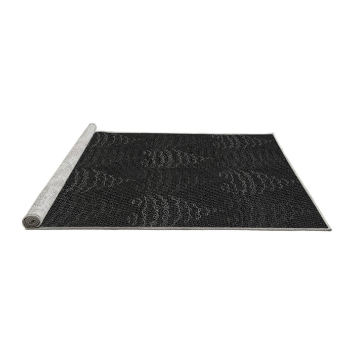 Sideview of Machine Washable Transitional Black Rug, wshpat1697gry
