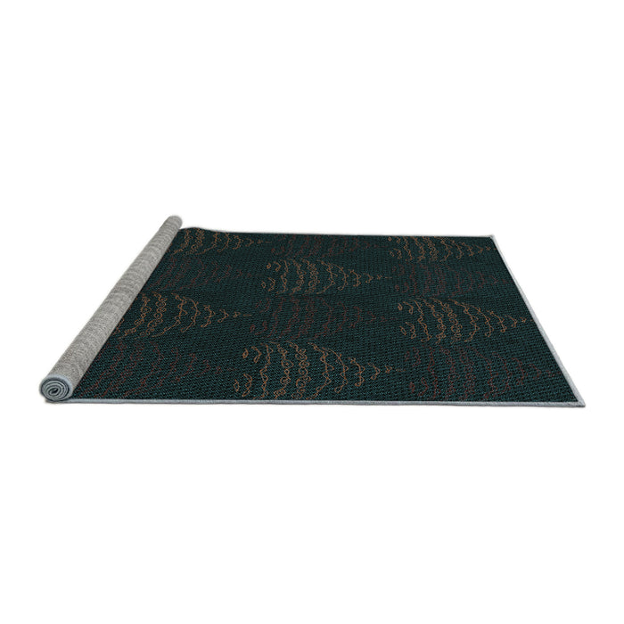 Sideview of Machine Washable Transitional Black Rug, wshpat1697lblu