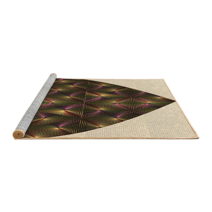 Sideview of Machine Washable Transitional Night Red Rug, wshpat1698brn