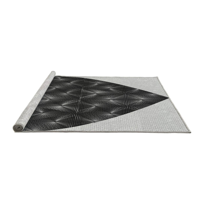 Sideview of Machine Washable Transitional Charcoal Black Rug, wshpat1698gry