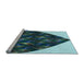 Sideview of Machine Washable Transitional Deep-Sea Blue Rug, wshpat1698lblu