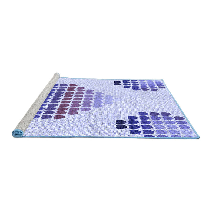 Sideview of Machine Washable Transitional Blue Rug, wshpat1699blu