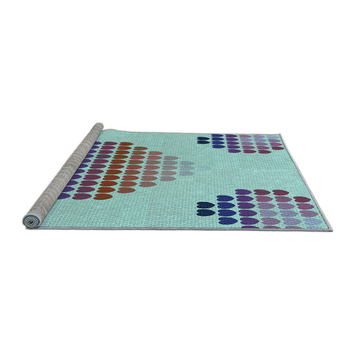 Sideview of Machine Washable Transitional Slate Blue Grey Blue Rug, wshpat1699lblu