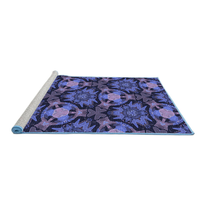 Sideview of Machine Washable Transitional Midnight Blue Rug, wshpat17blu
