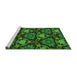 Sideview of Machine Washable Transitional Dark Forest Green Rug, wshpat17grn