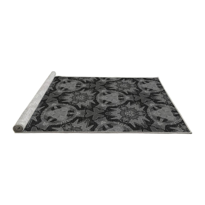 Sideview of Machine Washable Transitional Charcoal Black Rug, wshpat17gry