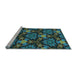 Sideview of Machine Washable Transitional Deep-Sea Green Rug, wshpat17lblu