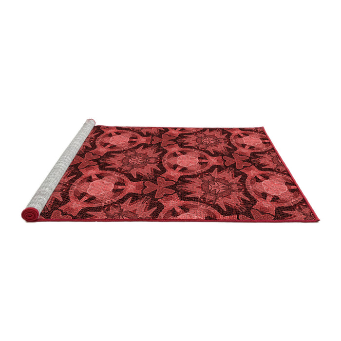 Sideview of Machine Washable Transitional Cranberry Red Rug, wshpat17rd