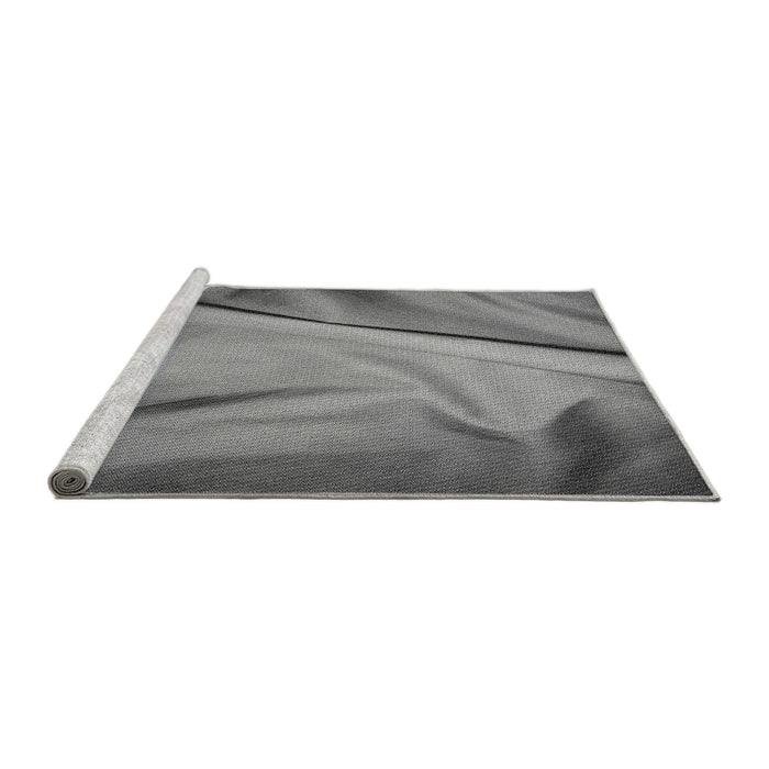 Sideview of Machine Washable Transitional Grey Gray Rug, wshpat170gry