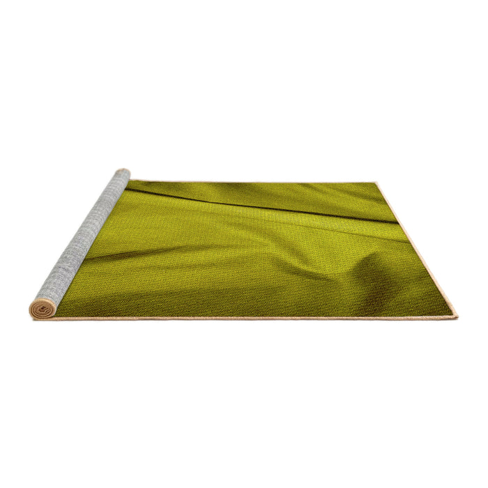 Sideview of Machine Washable Transitional Dark Yellow Green Rug, wshpat170yw