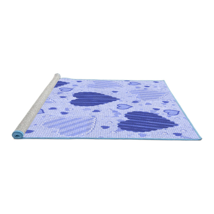 Sideview of Machine Washable Transitional Light Slate Blue Rug, wshpat1700blu