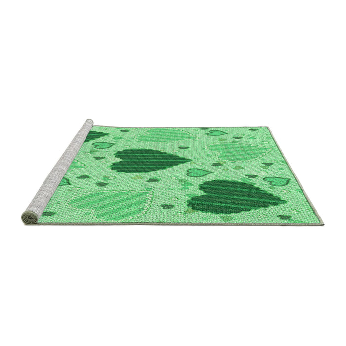 Sideview of Machine Washable Transitional Jade Green Rug, wshpat1700grn