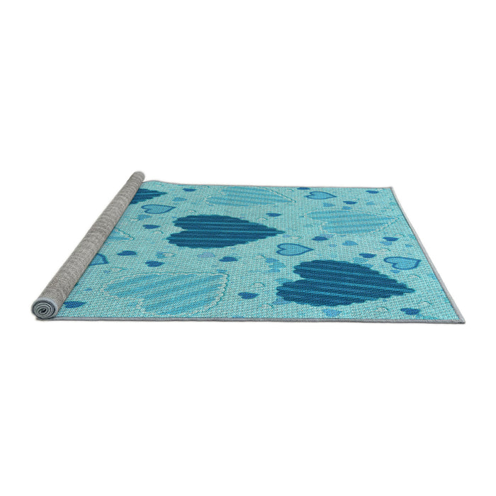 Sideview of Machine Washable Transitional Deep Sky Blue Rug, wshpat1700lblu