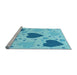 Sideview of Machine Washable Transitional Deep Sky Blue Rug, wshpat1700lblu