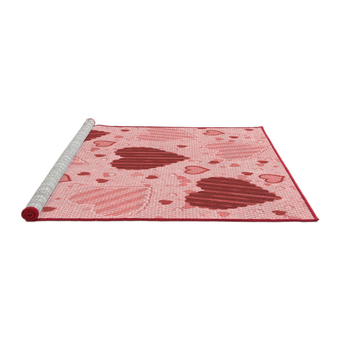 Sideview of Machine Washable Transitional Red Rug, wshpat1700rd