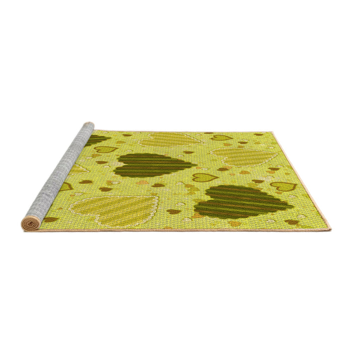 Sideview of Machine Washable Transitional Yellow Rug, wshpat1700yw