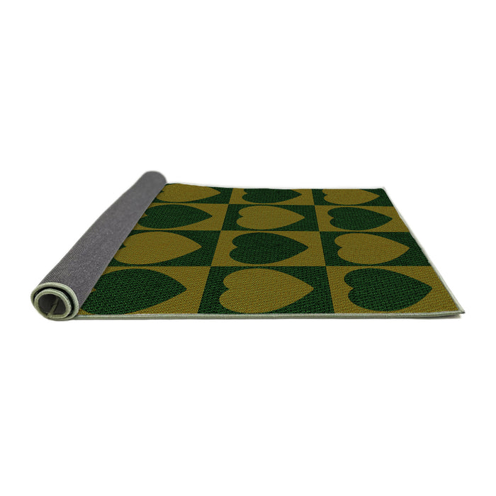 Thickness of Patterned Olive Green Rug, pat1701grn