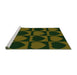 Sideview of Machine Washable Transitional Olive Green Rug, wshpat1701grn