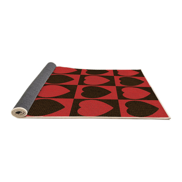 Thickness of Patterned Tomato Red Rug, pat1701org