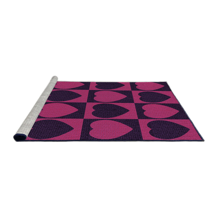 Sideview of Machine Washable Transitional Deep Pink Rug, wshpat1701pur