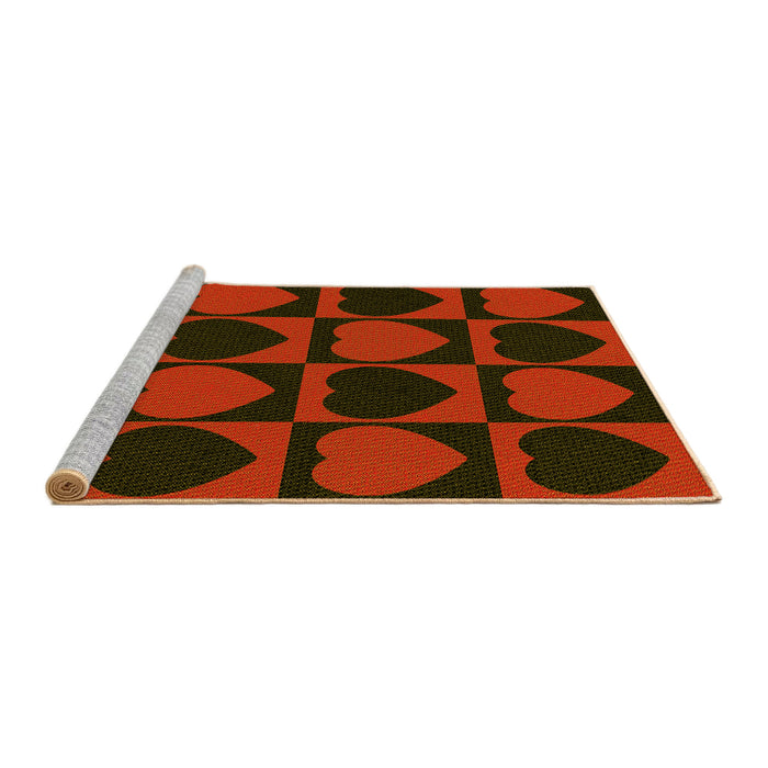 Sideview of Machine Washable Transitional Red Brown Rug, wshpat1701yw