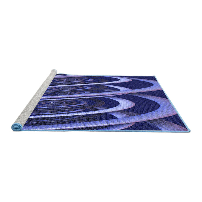 Sideview of Machine Washable Transitional Medium Slate Blue Rug, wshpat1704blu