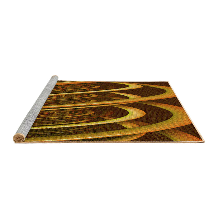 Sideview of Machine Washable Transitional Sedona Brown Rug, wshpat1704yw