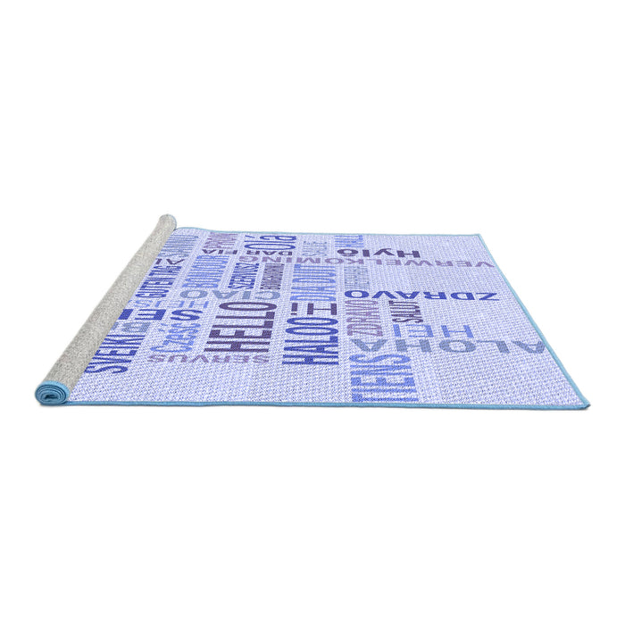Sideview of Machine Washable Transitional Lavender Blue Rug, wshpat1705blu