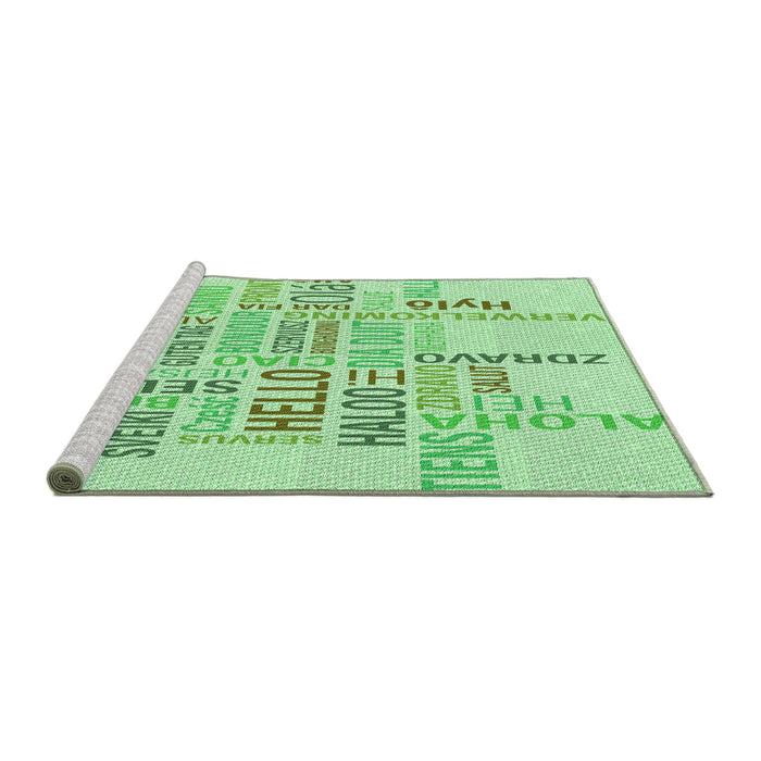 Sideview of Machine Washable Transitional Light Green Rug, wshpat1705grn