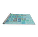 Sideview of Machine Washable Transitional Electric Blue Rug, wshpat1705lblu