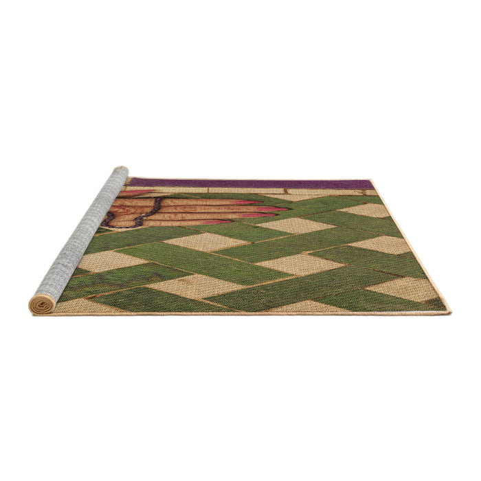 Sideview of Machine Washable Transitional Caramel Brown Rug, wshpat1706brn