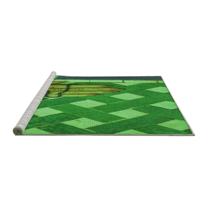 Sideview of Machine Washable Transitional Forest Green Rug, wshpat1706grn