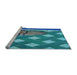 Sideview of Machine Washable Transitional Blue Rug, wshpat1706lblu