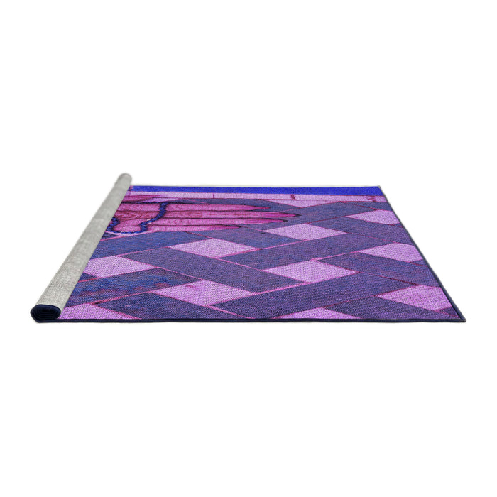 Sideview of Machine Washable Transitional Purple Mimosa Purple Rug, wshpat1706pur