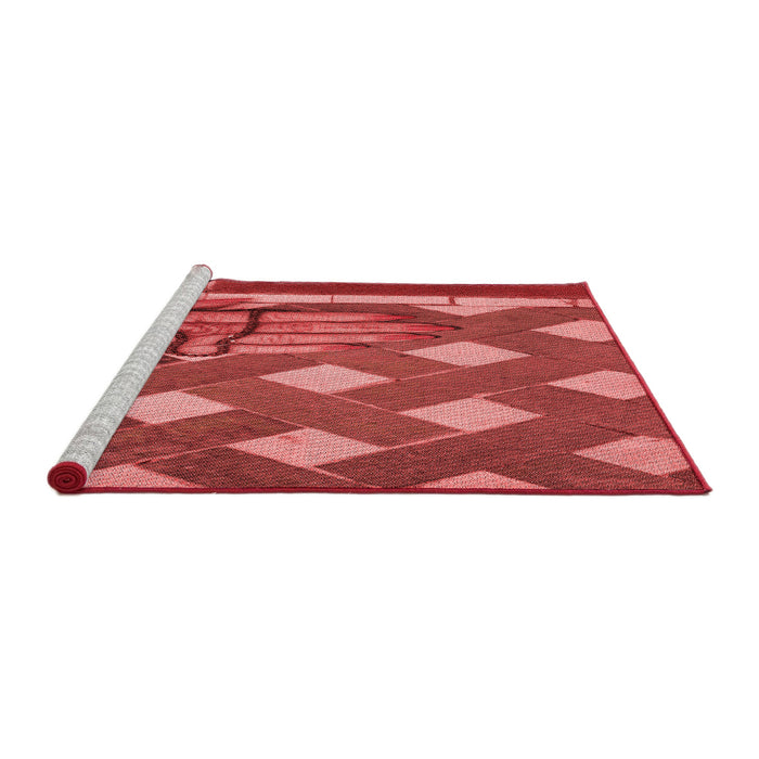 Sideview of Machine Washable Transitional Red Rug, wshpat1706rd