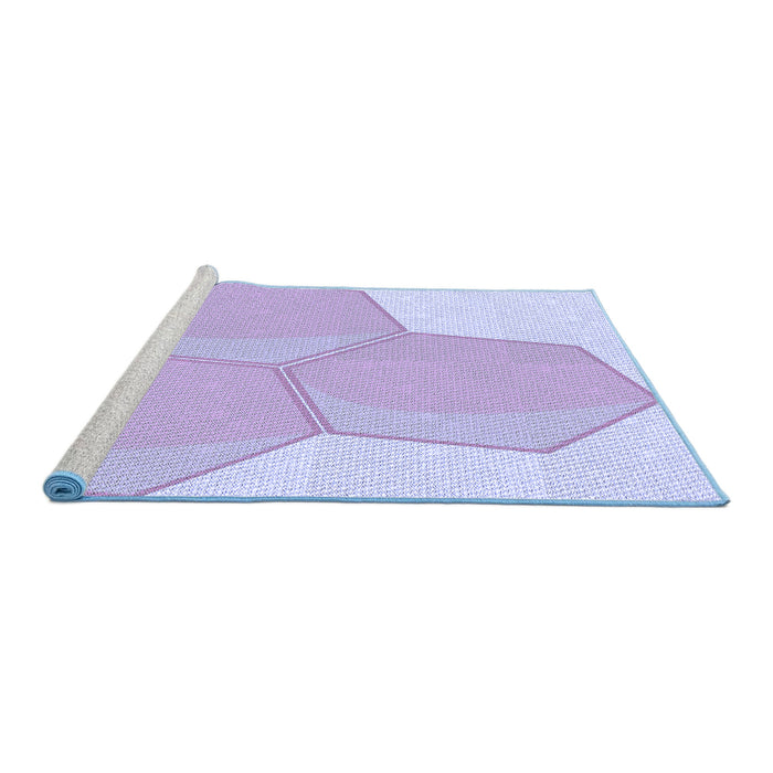 Sideview of Machine Washable Transitional Purple Mimosa Purple Rug, wshpat1708blu