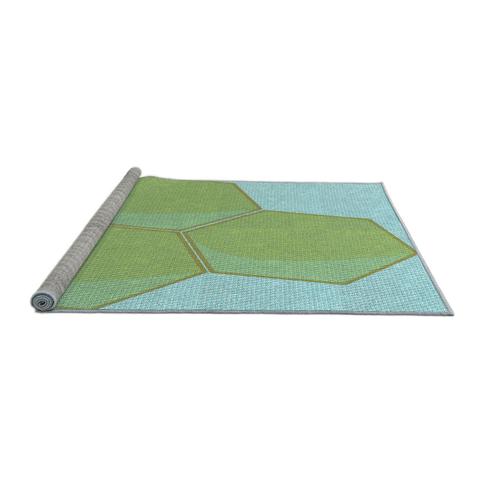 Sideview of Machine Washable Transitional Pale Green Rug, wshpat1708lblu
