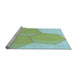 Sideview of Machine Washable Transitional Pale Green Rug, wshpat1708lblu